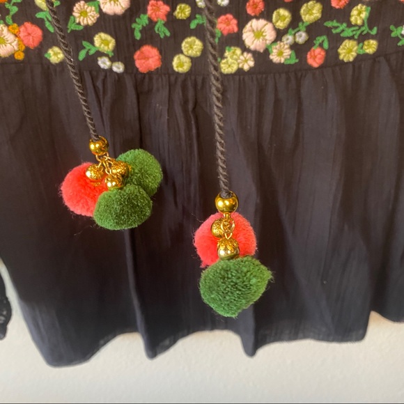 TORY BURCH Black Embroidered Pom Tunic - Picture 7 of 9